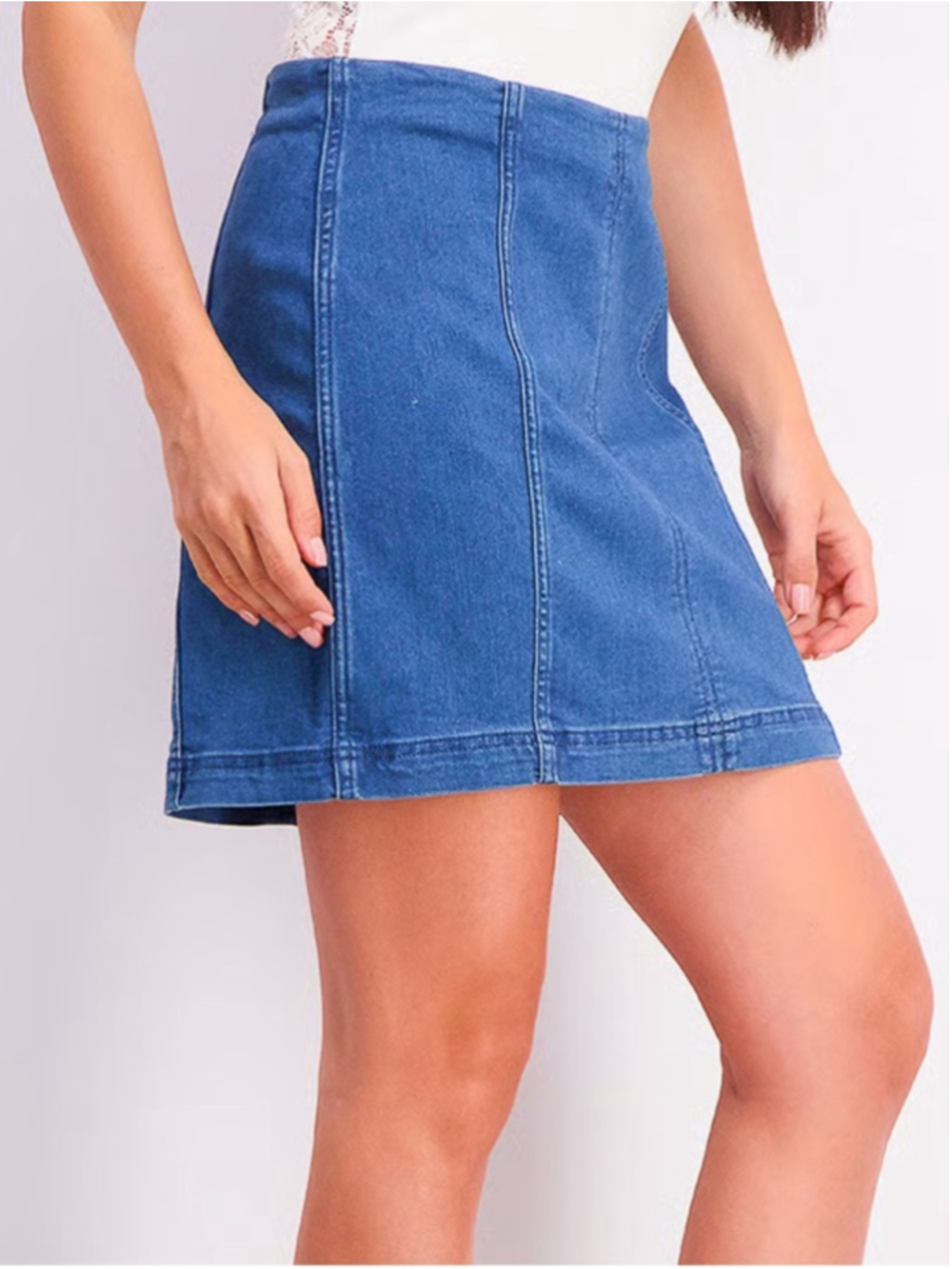 Free People Denim Stretch Mini Skirt Sz 6 Rodeo Western Country